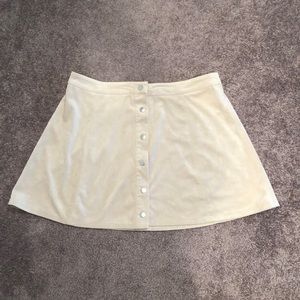 Suede Cream Mini Skirt